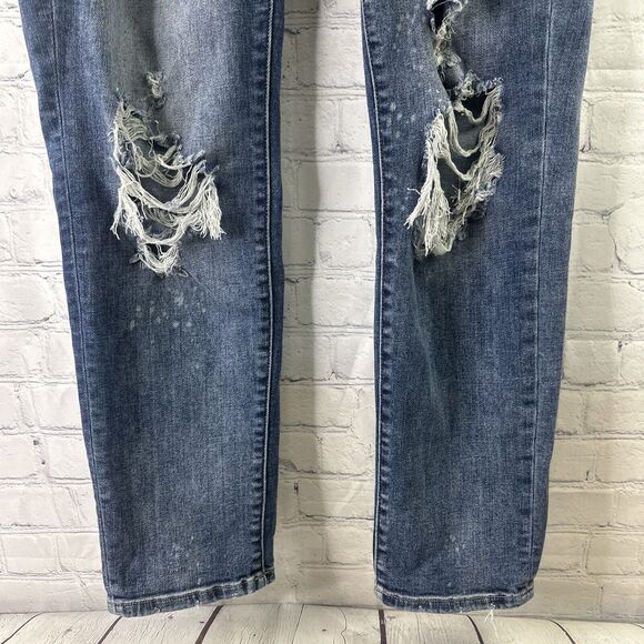 Judy Blue Jeans Womens 11/30 Blue Boyfriend Fit Distressed Stretch Mid Rise - Picture 4 of 13
